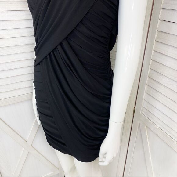 Vintage Fredricks Of Hollywood Ruched Bodycon Mini Dress Black Small - Picture 7 of 10